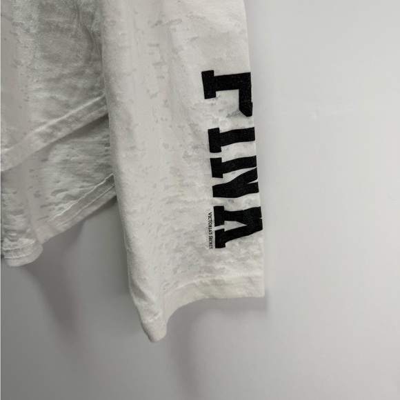 Victorias Secret Pink White Heather Long Sleeve Rhinestone Cardinals Shirt Large - Picture 2 of 5